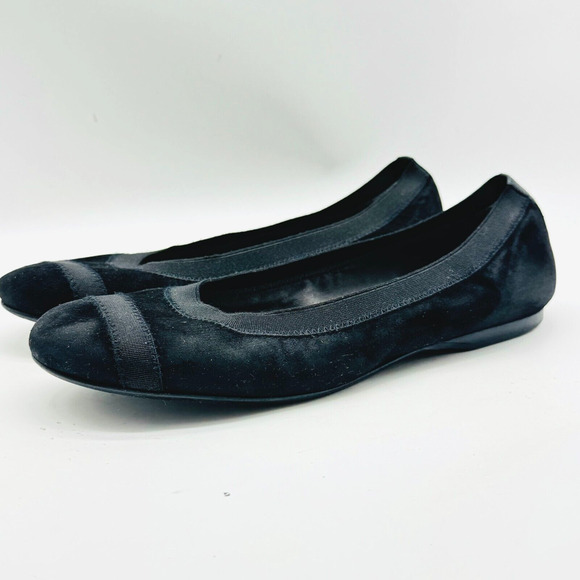 Stuart Weitzman Shoes Womens 9.5 Black Suede Ballet Flats Dress Casual Slip Ons - Picture 4 of 11